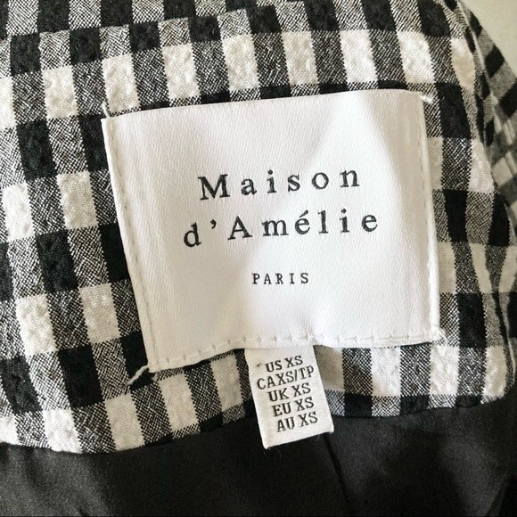 Maison d'Amelie Gingham Check One Button Blazer‎ Black White Size XS - Picture 3 of 8